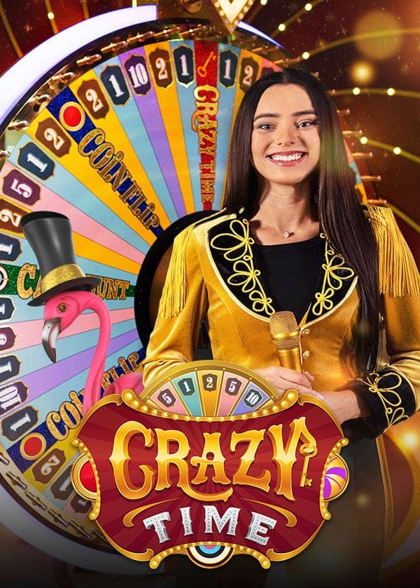 Crazy Time d'Evolution Gaming avec roue colorée et présentateur en direct
